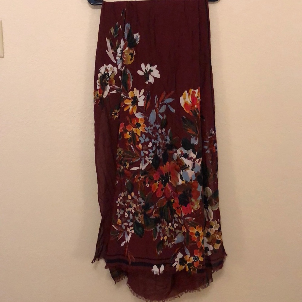Burgundy floral scarf